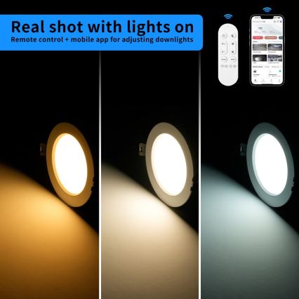 Immax NEO 07294L - ściemnialna oprawa wpuszczana LED DOWN, 12W/230V, Wi-Fi, Tuya śr. 12 cm, biała