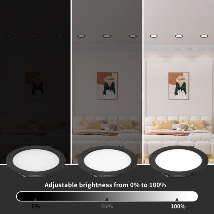 Immax NEO 07294L - ściemnialna oprawa wpuszczana DOWN LED/36W/230V Wi-Fi Tuya śr. 23 cm czarna