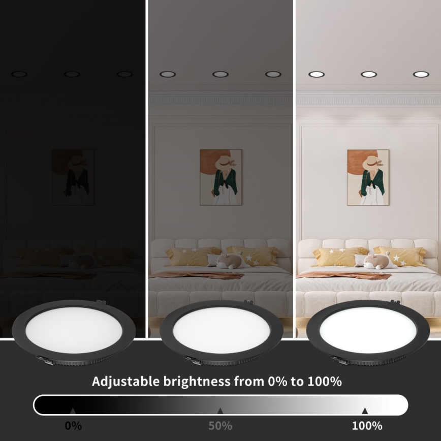 Immax NEO 07294L - ściemnialna oprawa wpuszczana DOWN LED/36W/230V Wi-Fi Tuya śr. 23 cm czarna