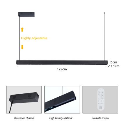 Immax NEO 07300L - Żyrandol LED ściemnialny na przewodzie MADEIRA LED/26W/230V Wi-Fi Tuya 122 cm orzech + pilot zdalnego sterowania