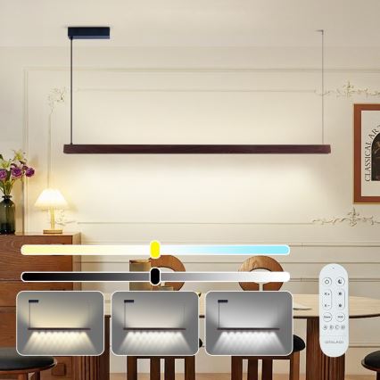 Immax NEO 07301L - LED ściemnialny żyrandol na linkach MADEIRA LED/33W/230V Wi-Fi Tuya 152 cm orzech + pilot zdalnego sterowania