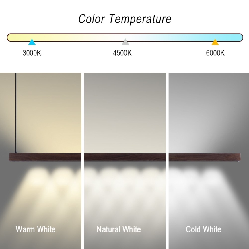 Immax NEO 07301L - LED ściemnialny żyrandol na linkach MADEIRA LED/33W/230V Wi-Fi Tuya 152 cm orzech + pilot zdalnego sterowania