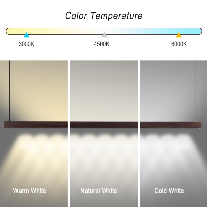Immax NEO 07302L - LED ściemnialny żyrandol na linkach MADEIRA LED/44W/230V Wi-Fi Tuya, 202 cm, orzech + pilot zdalnego sterowania