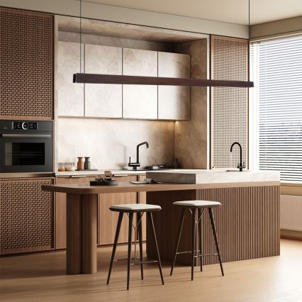 Immax NEO 07302L - LED ściemnialny żyrandol na linkach MADEIRA LED/44W/230V Wi-Fi Tuya, 202 cm, orzech + pilot zdalnego sterowania