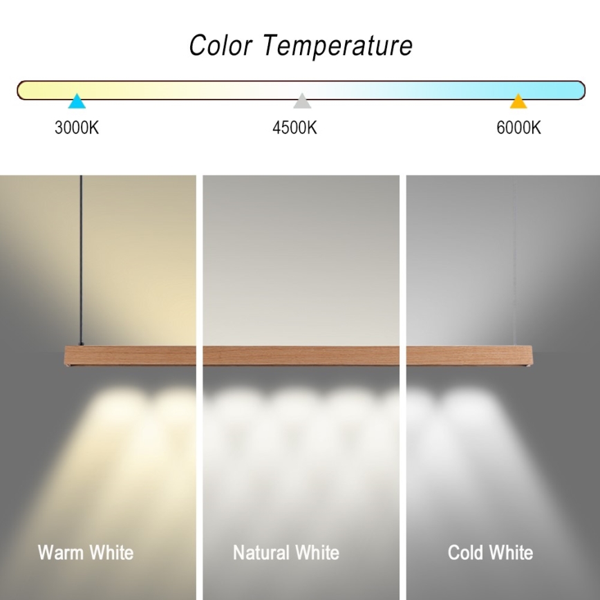 Immax NEO 07303L - ściemnialny żyrandol LED na lince MADEIRA LED/26W/230V Wi-Fi Tuya 122 cm dąb + pilot zdalnego sterowania