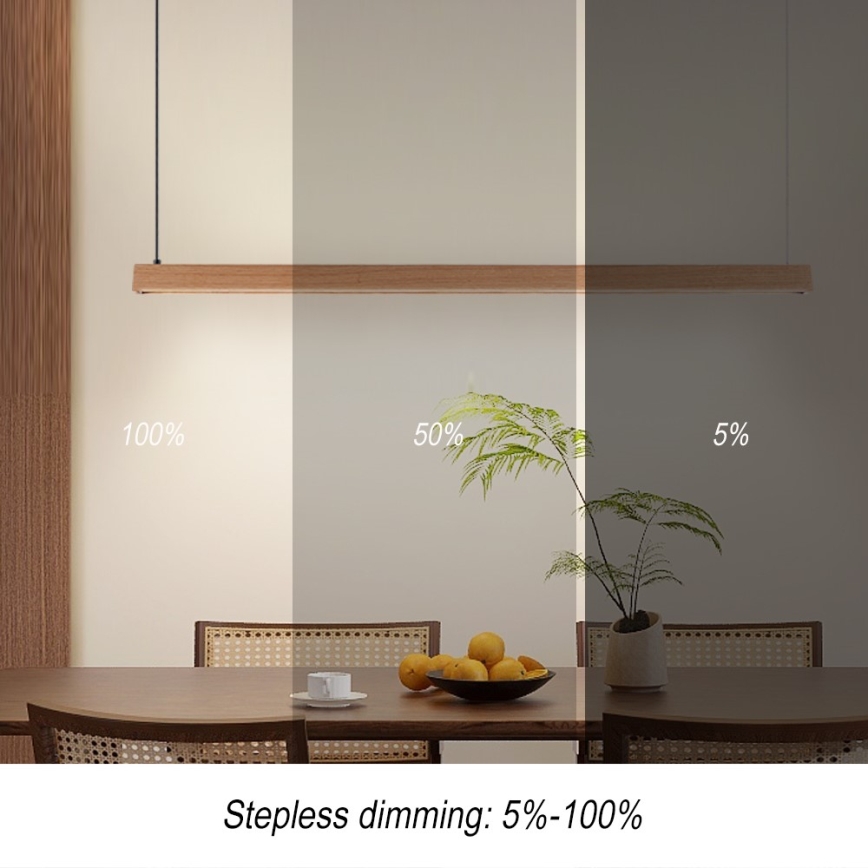 Immax NEO 07303L - ściemnialny żyrandol LED na lince MADEIRA LED/26W/230V Wi-Fi Tuya 122 cm dąb + pilot zdalnego sterowania