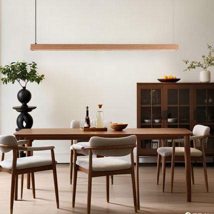 Immax NEO 07303L - ściemnialny żyrandol LED na lince MADEIRA LED/26W/230V Wi-Fi Tuya 122 cm dąb + pilot zdalnego sterowania