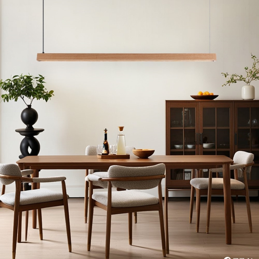 Immax NEO 07303L - ściemnialny żyrandol LED na lince MADEIRA LED/26W/230V Wi-Fi Tuya 122 cm dąb + pilot zdalnego sterowania