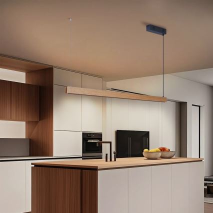 Immax NEO 07303L - ściemnialny żyrandol LED na lince MADEIRA LED/26W/230V Wi-Fi Tuya 122 cm dąb + pilot zdalnego sterowania