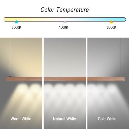 Immax NEO 07304L - ściemnialny żyrandol LED na linkach MADEIRA LED/33W/230V Wi-Fi Tuya 152 cm dąb + pilot zdalnego sterowania