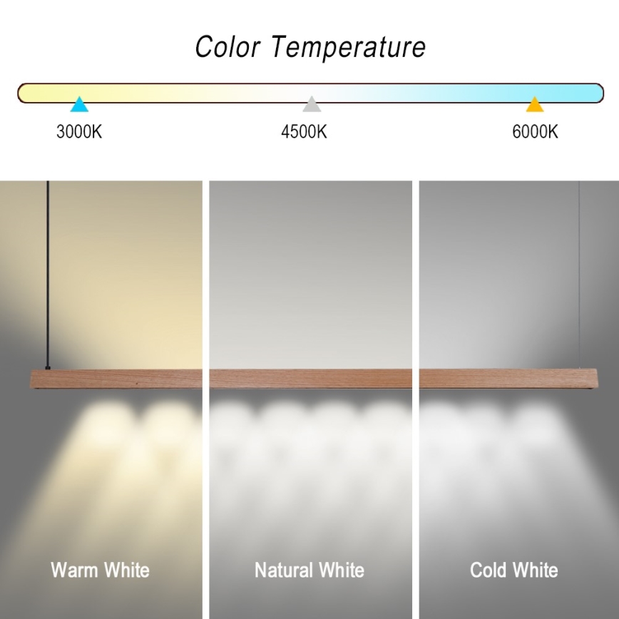 Immax NEO 07304L - ściemnialny żyrandol LED na linkach MADEIRA LED/33W/230V Wi-Fi Tuya 152 cm dąb + pilot zdalnego sterowania