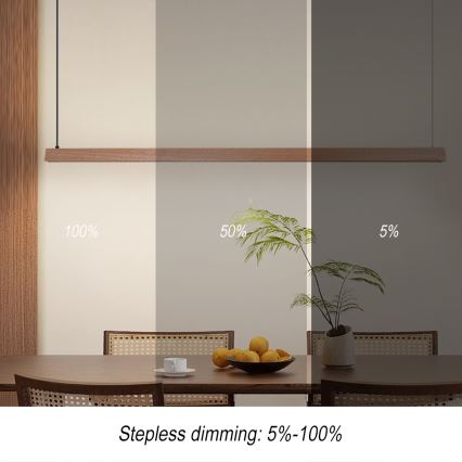 Immax NEO 07304L - ściemnialny żyrandol LED na linkach MADEIRA LED/33W/230V Wi-Fi Tuya 152 cm dąb + pilot zdalnego sterowania