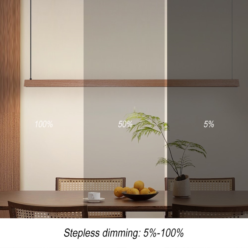 Immax NEO 07304L - ściemnialny żyrandol LED na linkach MADEIRA LED/33W/230V Wi-Fi Tuya 152 cm dąb + pilot zdalnego sterowania