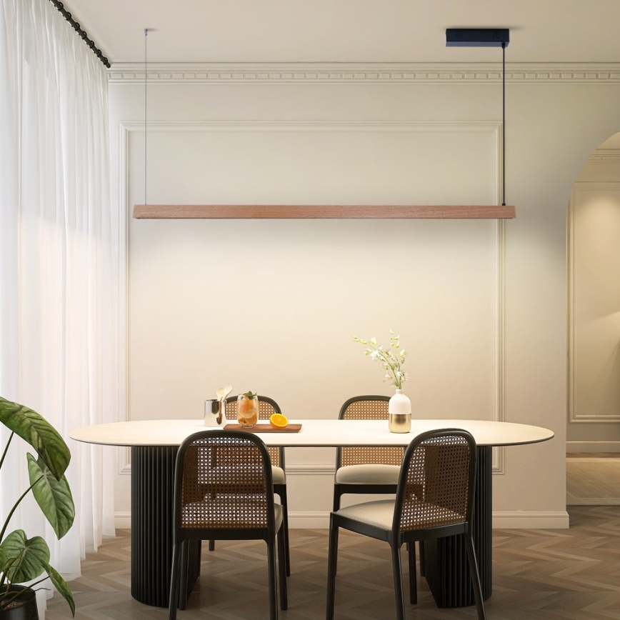 Immax NEO 07304L - ściemnialny żyrandol LED na linkach MADEIRA LED/33W/230V Wi-Fi Tuya 152 cm dąb + pilot zdalnego sterowania