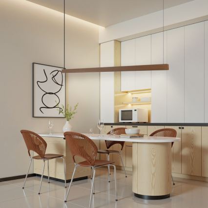 Immax NEO 07304L - ściemnialny żyrandol LED na linkach MADEIRA LED/33W/230V Wi-Fi Tuya 152 cm dąb + pilot zdalnego sterowania