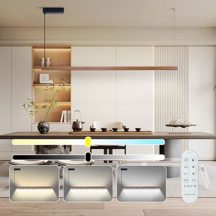 Immax NEO 07305L - ściemnialny żyrandol na linkach MADEIRA LED/44W/230V Wi-Fi Tuya 202 cm dąb + zdalne sterowanie