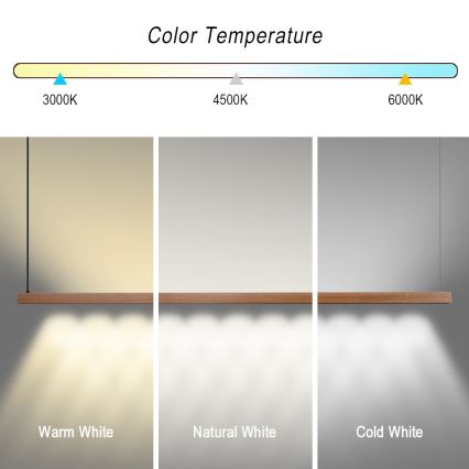 Immax NEO 07305L - ściemnialny żyrandol na linkach MADEIRA LED/44W/230V Wi-Fi Tuya 202 cm dąb + zdalne sterowanie