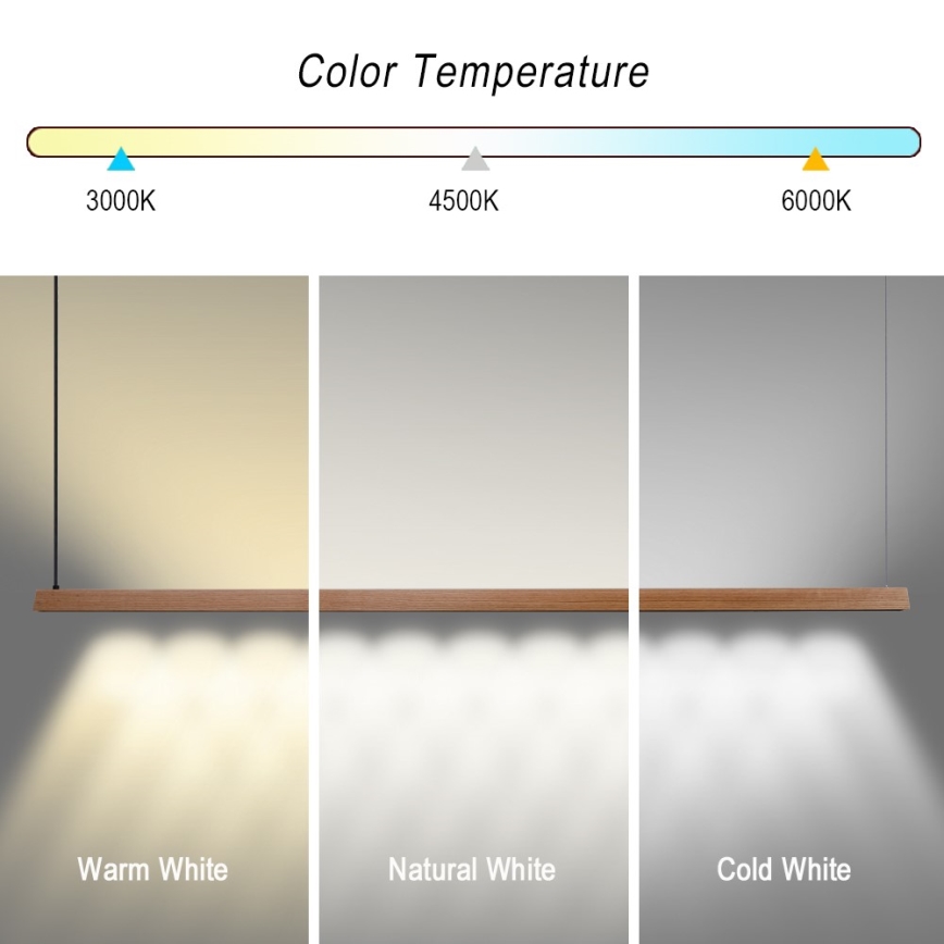 Immax NEO 07305L - ściemnialny żyrandol na linkach MADEIRA LED/44W/230V Wi-Fi Tuya 202 cm dąb + zdalne sterowanie
