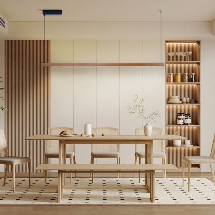 Immax NEO 07305L - ściemnialny żyrandol na linkach MADEIRA LED/44W/230V Wi-Fi Tuya 202 cm dąb + zdalne sterowanie