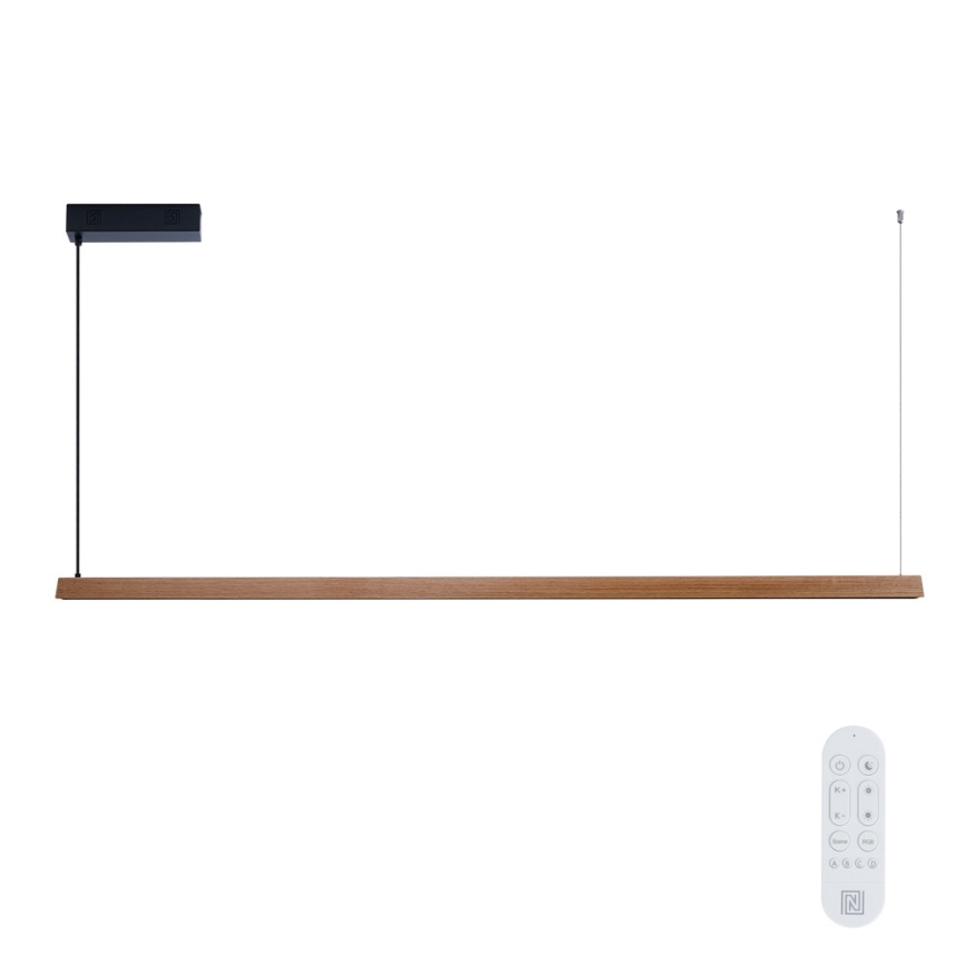 Immax NEO 07305L - ściemnialny żyrandol na linkach MADEIRA LED/44W/230V Wi-Fi Tuya 202 cm dąb + zdalne sterowanie