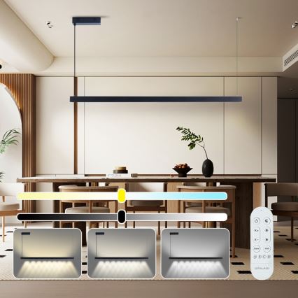 Immax NEO 07307L - ściemnialny żyrandol LED na linkach MADEIRA LED/33W/230V Wi-Fi Tuya 152 cm czarny + pilot zdalnego sterowania