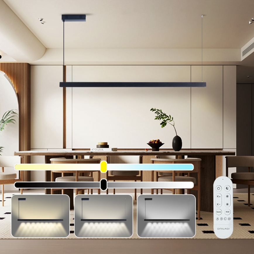 Immax NEO 07307L - ściemnialny żyrandol LED na linkach MADEIRA LED/33W/230V Wi-Fi Tuya 152 cm czarny + pilot zdalnego sterowania