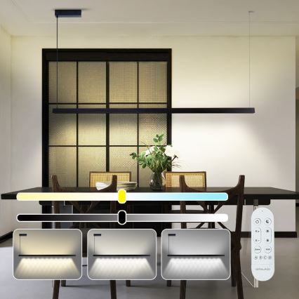 Immax NEO 07308L - LED Ściemnialny żyrandol na linkach MADEIRA LED/44W/230V Wi‑Fi Tuya 202 cm czarny + pilot zdalnego sterowania