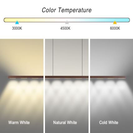 Immax NEO 07309L - LED ściemnialny żyrandol na linkach z czujnikiem MADEIRA LED/37W/230V 157 cm orzech