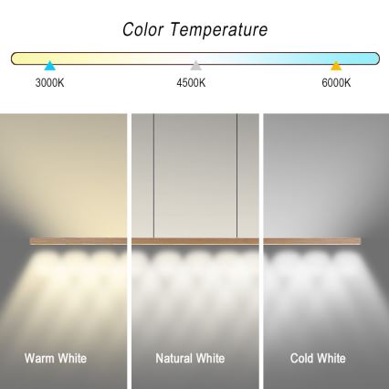 Immax NEO 07310L - ściemnialny żyrandol LED na linkach z czujnikiem MADEIRA LED/37W/230V 157 cm jesion