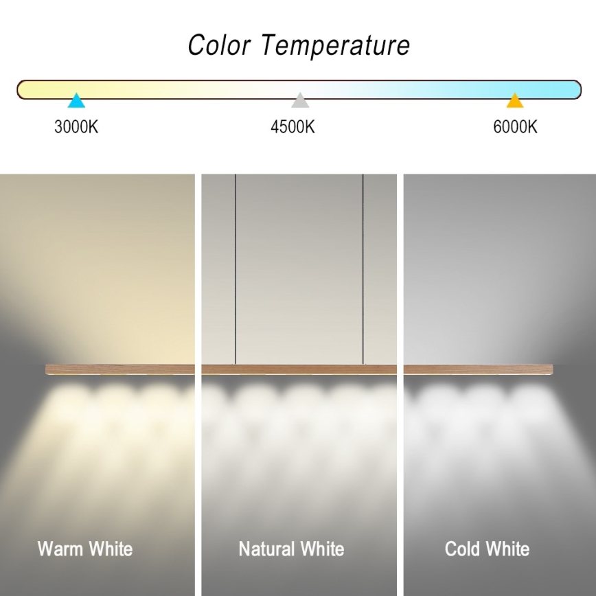 Immax NEO 07310L - ściemnialny żyrandol LED na linkach z czujnikiem MADEIRA LED/37W/230V 157 cm jesion