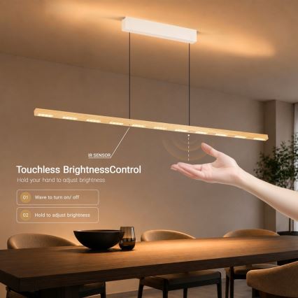 Immax NEO 07310L - ściemnialny żyrandol LED na linkach z czujnikiem MADEIRA LED/37W/230V 157 cm jesion