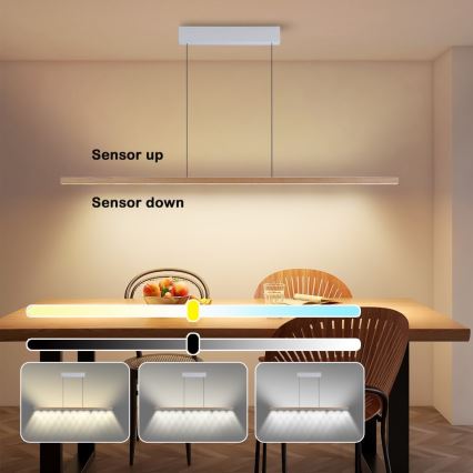 Immax NEO 07310L - ściemnialny żyrandol LED na linkach z czujnikiem MADEIRA LED/37W/230V 157 cm jesion