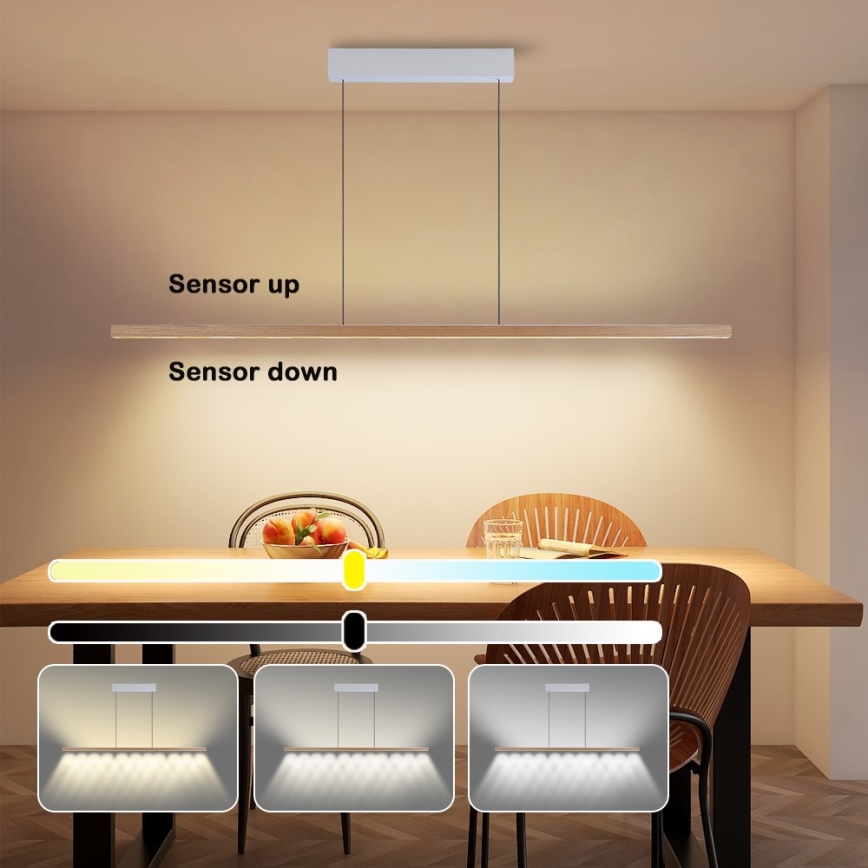 Immax NEO 07310L - ściemnialny żyrandol LED na linkach z czujnikiem MADEIRA LED/37W/230V 157 cm jesion