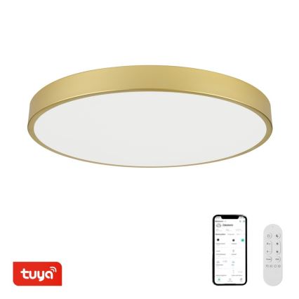 Immax NEO 07311L - LED ściemnialna oprawa sufitowa SEMPLICI LED/96W/230V, średnica 80 cm, Wi‑Fi (Tuya), złota + pilot zdalnego sterowania