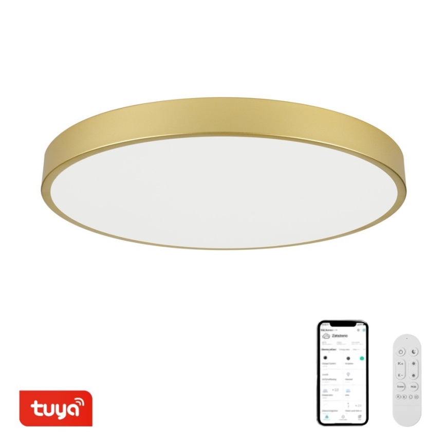 Immax NEO 07311L - LED ściemnialna oprawa sufitowa SEMPLICI LED/96W/230V, średnica 80 cm, Wi‑Fi (Tuya), złota + pilot zdalnego sterowania