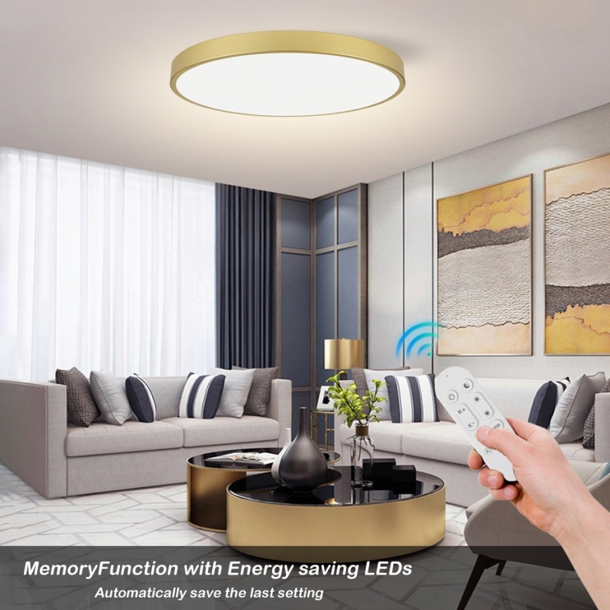 Immax NEO 07311L - LED ściemnialna oprawa sufitowa SEMPLICI LED/96W/230V, średnica 80 cm, Wi‑Fi (Tuya), złota + pilot zdalnego sterowania