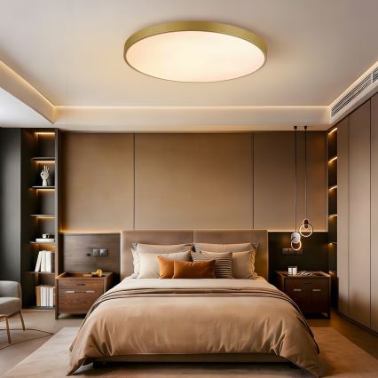 Immax NEO 07311L - LED ściemnialna oprawa sufitowa SEMPLICI LED/96W/230V, średnica 80 cm, Wi‑Fi (Tuya), złota + pilot zdalnego sterowania