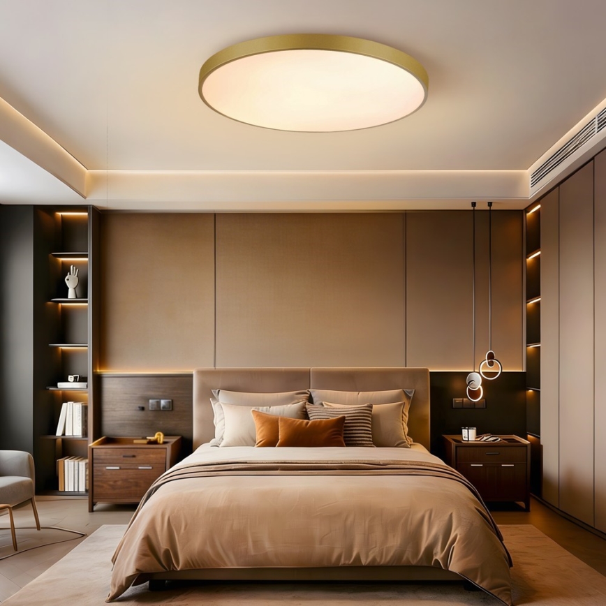Immax NEO 07311L - LED ściemnialna oprawa sufitowa SEMPLICI LED/96W/230V, średnica 80 cm, Wi‑Fi (Tuya), złota + pilot zdalnego sterowania