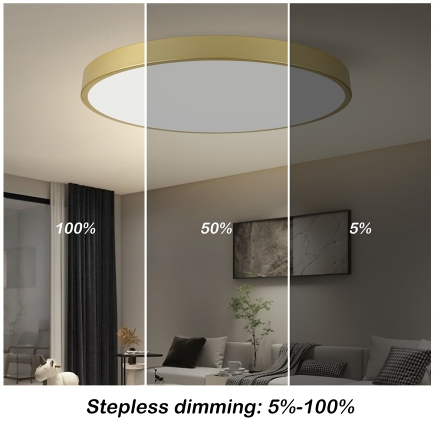 Immax NEO 07311L - LED ściemnialna oprawa sufitowa SEMPLICI LED/96W/230V, średnica 80 cm, Wi‑Fi (Tuya), złota + pilot zdalnego sterowania
