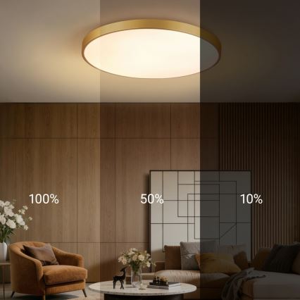 Immax NEO 07311L - LED ściemnialna oprawa sufitowa SEMPLICI LED/96W/230V, średnica 80 cm, Wi‑Fi (Tuya), złota + pilot zdalnego sterowania