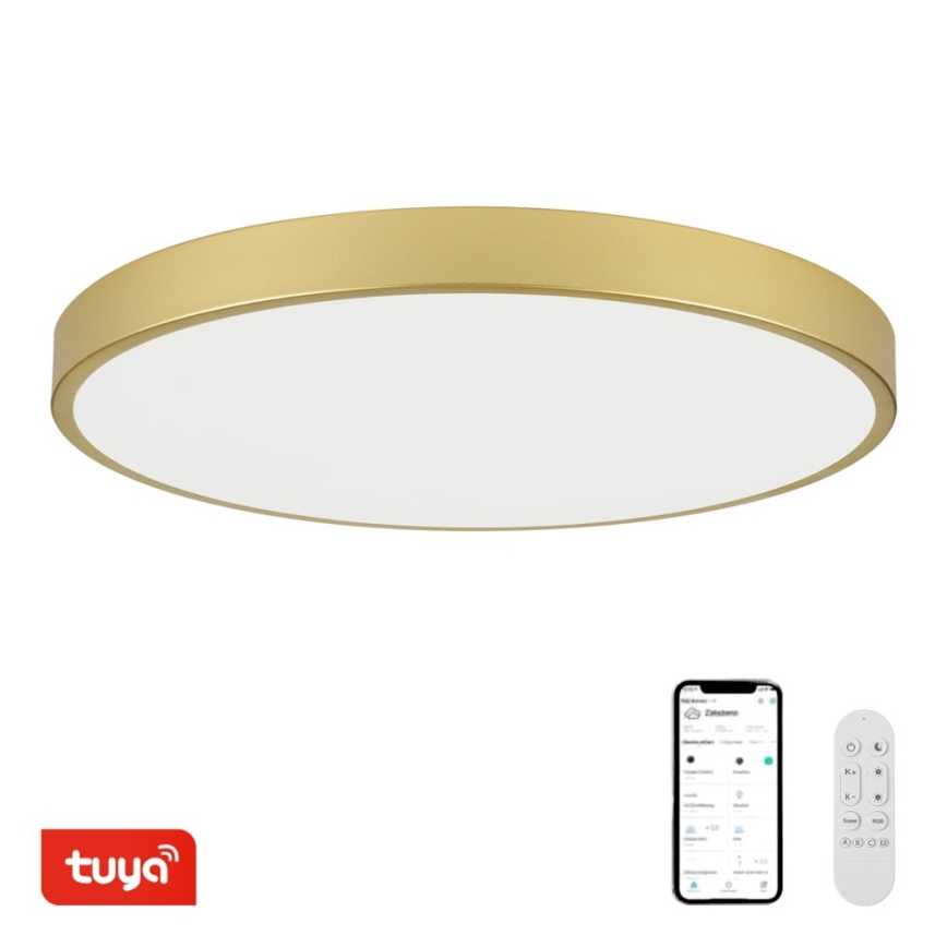 Immax NEO 07312L - ściemnialna lampa sufitowa LED SEMPLICI LED/128W/230V o średnicy 100 cm Wi-Fi Tuya złota + pilot zdalnego sterowania