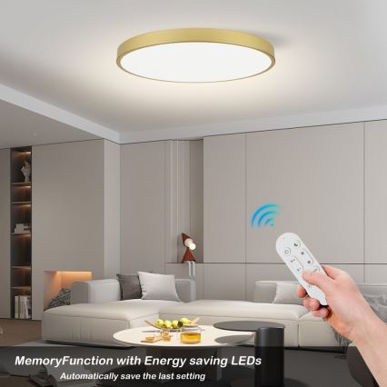 Immax NEO 07312L - ściemnialna lampa sufitowa LED SEMPLICI LED/128W/230V o średnicy 100 cm Wi-Fi Tuya złota + pilot zdalnego sterowania
