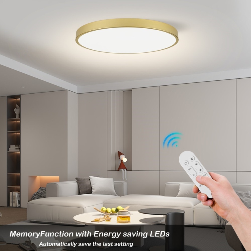 Immax NEO 07312L - ściemnialna lampa sufitowa LED SEMPLICI LED/128W/230V o średnicy 100 cm Wi-Fi Tuya złota + pilot zdalnego sterowania