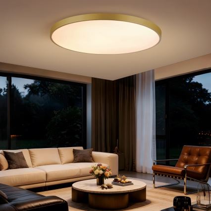 Immax NEO 07312L - ściemnialna lampa sufitowa LED SEMPLICI LED/128W/230V o średnicy 100 cm Wi-Fi Tuya złota + pilot zdalnego sterowania