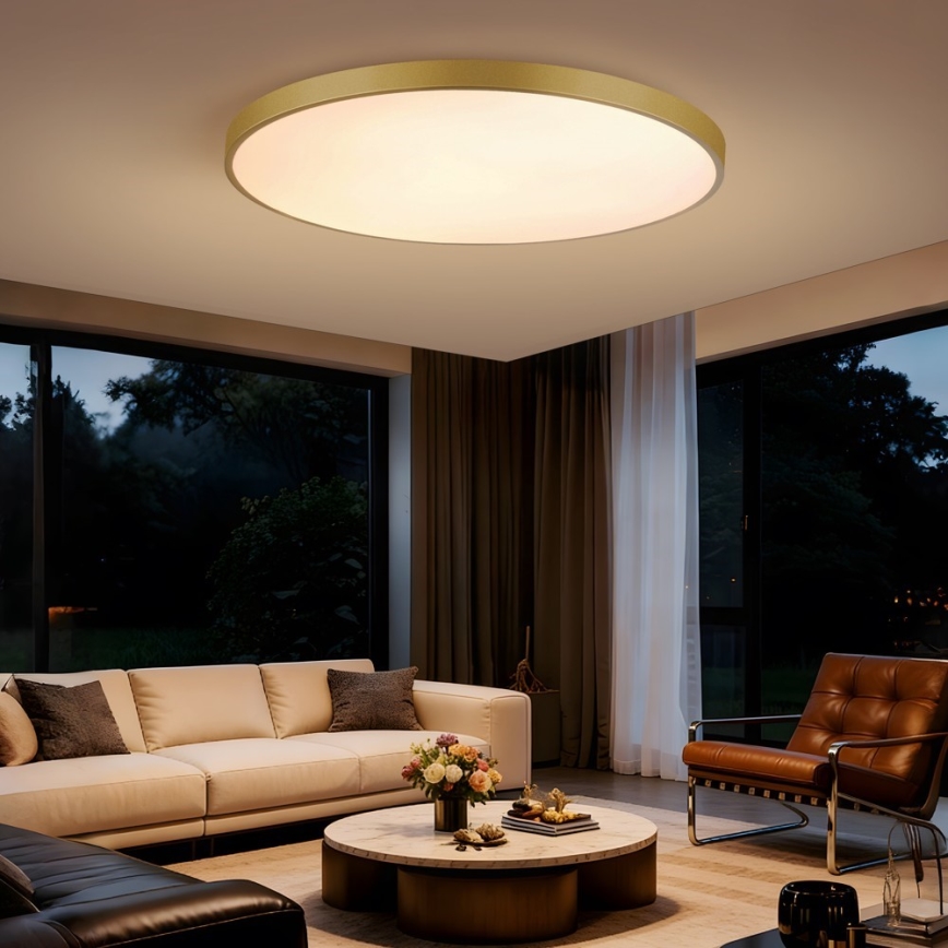 Immax NEO 07312L - ściemnialna lampa sufitowa LED SEMPLICI LED/128W/230V o średnicy 100 cm Wi-Fi Tuya złota + pilot zdalnego sterowania