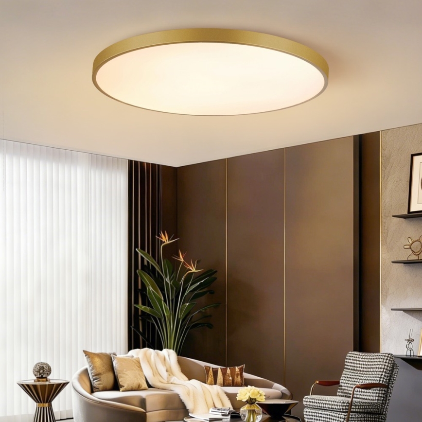 Immax NEO 07312L - ściemnialna lampa sufitowa LED SEMPLICI LED/128W/230V o średnicy 100 cm Wi-Fi Tuya złota + pilot zdalnego sterowania