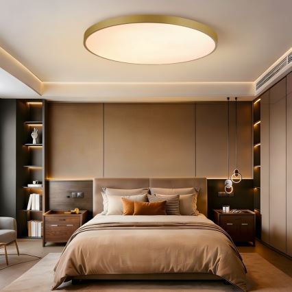 Immax NEO 07312L - ściemnialna lampa sufitowa LED SEMPLICI LED/128W/230V o średnicy 100 cm Wi-Fi Tuya złota + pilot zdalnego sterowania