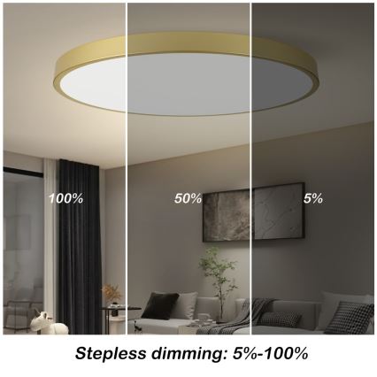 Immax NEO 07312L - ściemnialna lampa sufitowa LED SEMPLICI LED/128W/230V o średnicy 100 cm Wi-Fi Tuya złota + pilot zdalnego sterowania