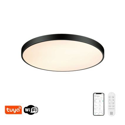 Immax NEO 07313L - Ściemnialna oprawa sufitowa LED SEMPLICI LED/96W/230V Ø 80 cm Wi-Fi Tuya czarna + pilot zdalnego sterowania
