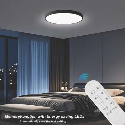 Immax NEO 07313L - Ściemnialna oprawa sufitowa LED SEMPLICI LED/96W/230V Ø 80 cm Wi-Fi Tuya czarna + pilot zdalnego sterowania